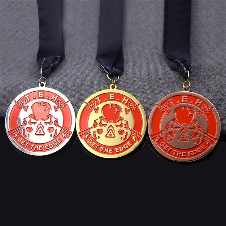 Metal Gold Medal Souvenir Sports Medal With Ribbon